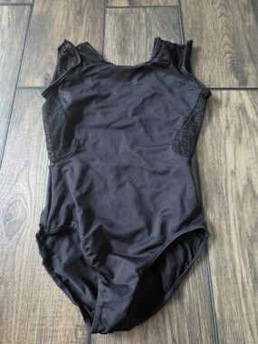 Black Girls' Lace-Panel Dance Leotard - Brand Unknown